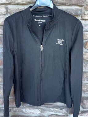 Juicy Sport Couture Women's Black Rhinestone Logo Mock LARGE LS Track Jacket NWT